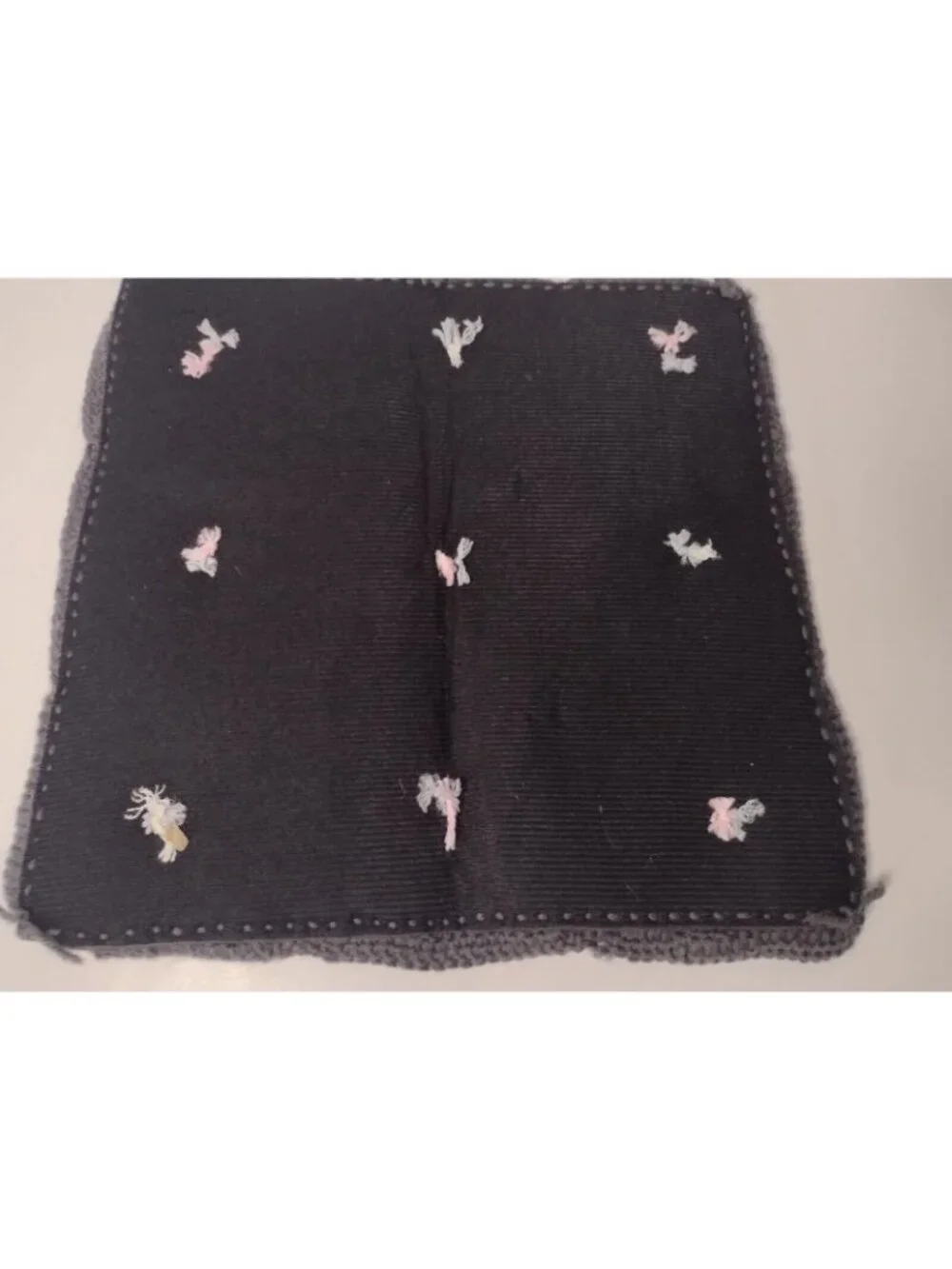 Handmade Granny Square 14 x 14 Hot Pad Table Topper Gray Pink Cottage